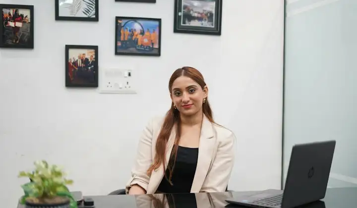 Design professional at her desk